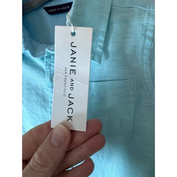 Jamie & Jack Linen Roll-Cuff Shirt Radiance Blue 6-12 Months NWT - Picture 10 of 13